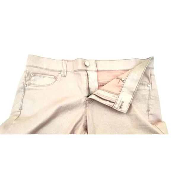 White House Black Market Womens Pale Pink Skinny Leg 10R Shimmering Casual Pants - Picture 7 of 12